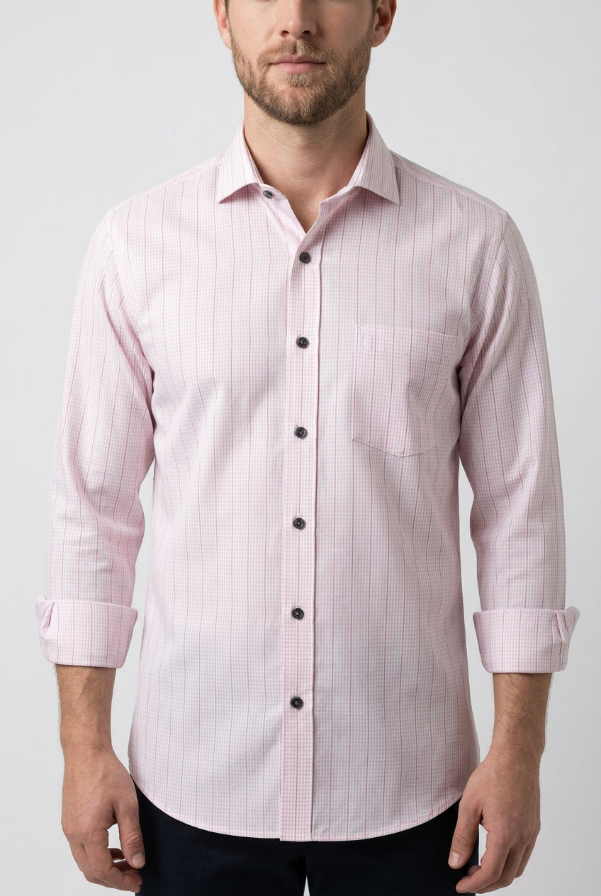 soktas giza cotton stripe pink readymade shirt