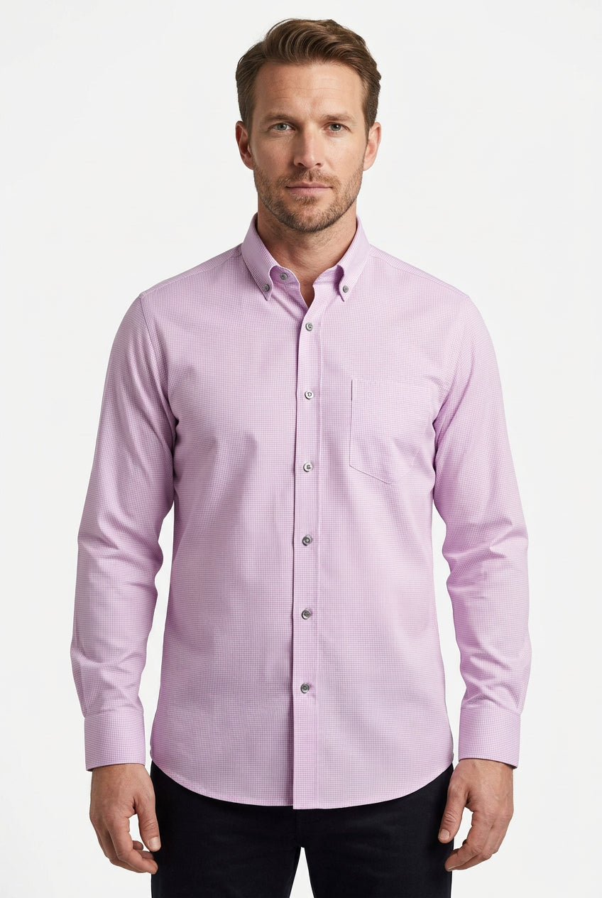 Pink plain dobby Soktas shirting fabric sold by mensfabric.com
