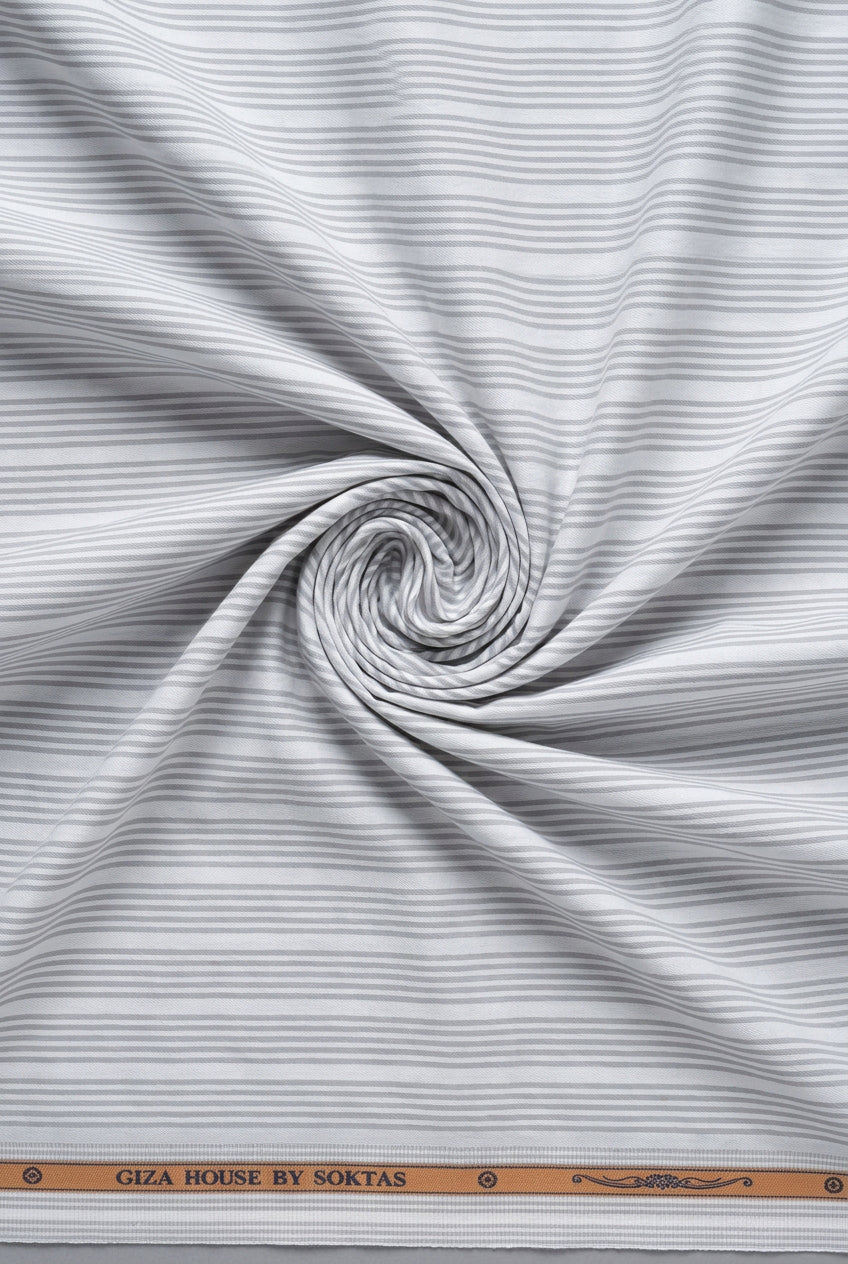 Grey micro stripes on whiote background Soktas shirting fabric