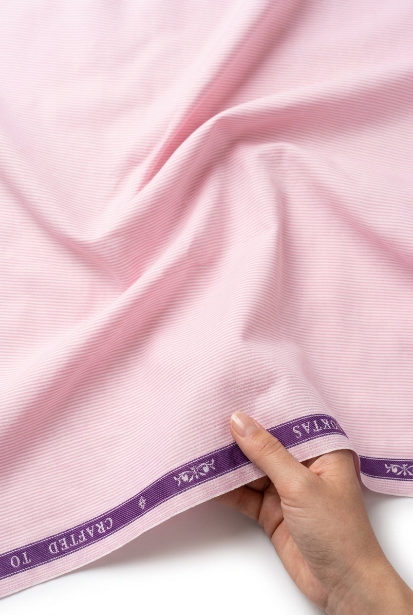 Dark Pink Micro pin stripes Soktas shirting fabric sold by mensfabric.com