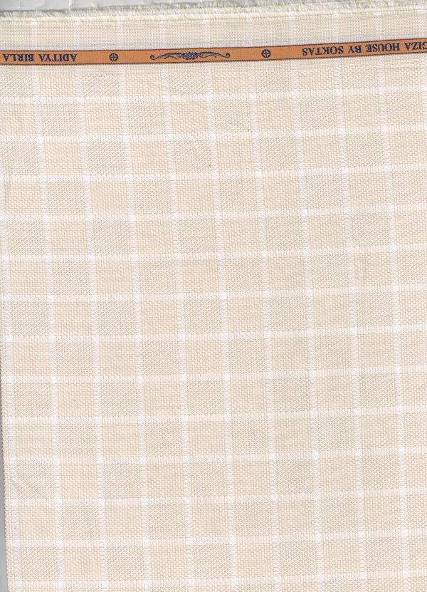 Light Beige Dobby Checks on white background Soktas shirting fabric
