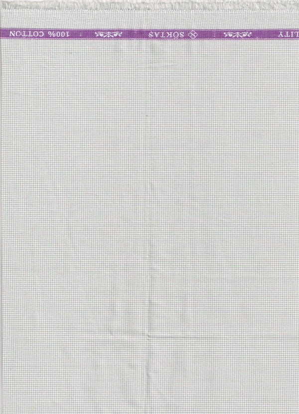 Grey plain dobby on white background Soktas shirting fabric