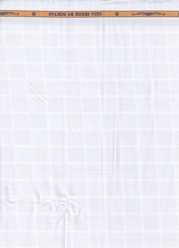 Light Blue Dobby small checks on white background Soktas shirting fabric
