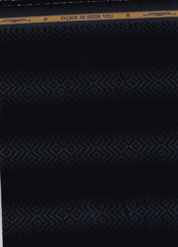 Black & Grey Dobby Bold Stripe Soktas Shirting Fabric