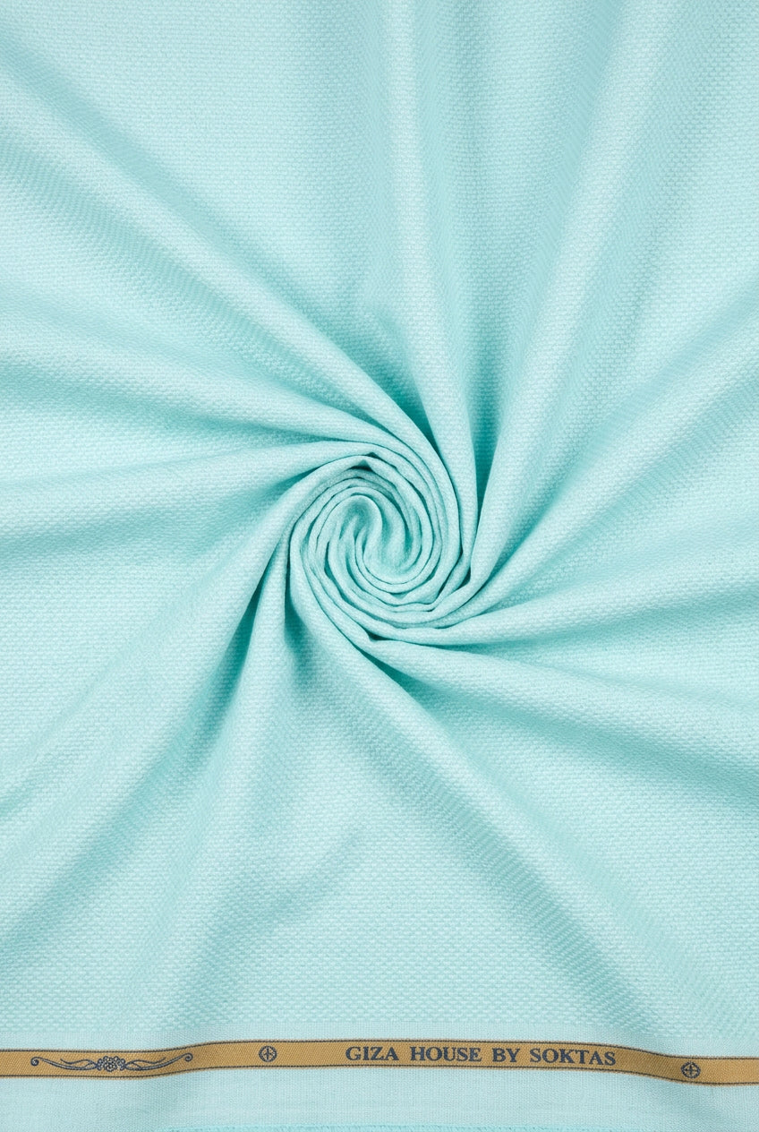 Aqua Blue plain dobby Soktas shirting fabric