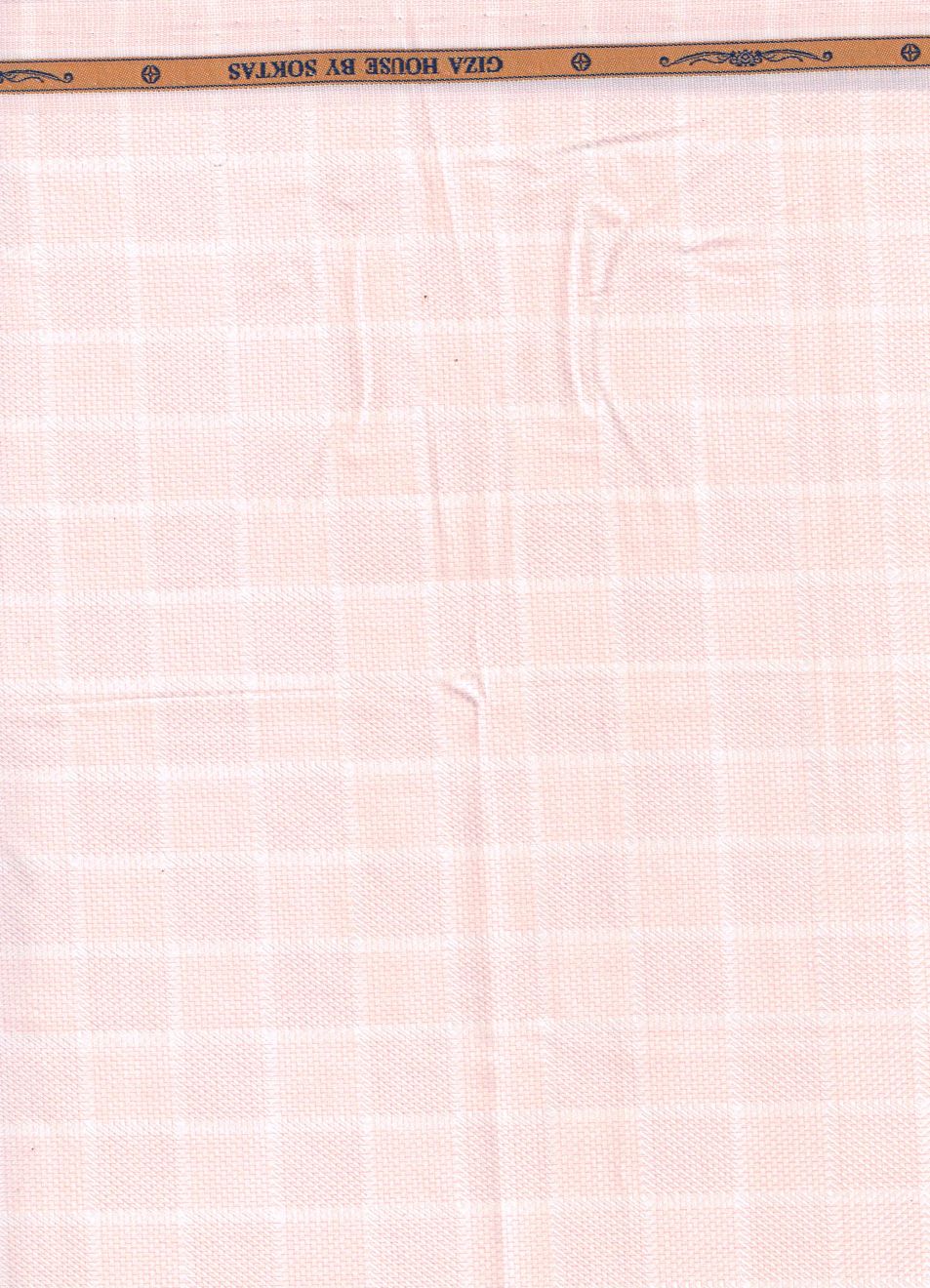 Peach coloured small dobby self checks on white background Soktas shirting fabric