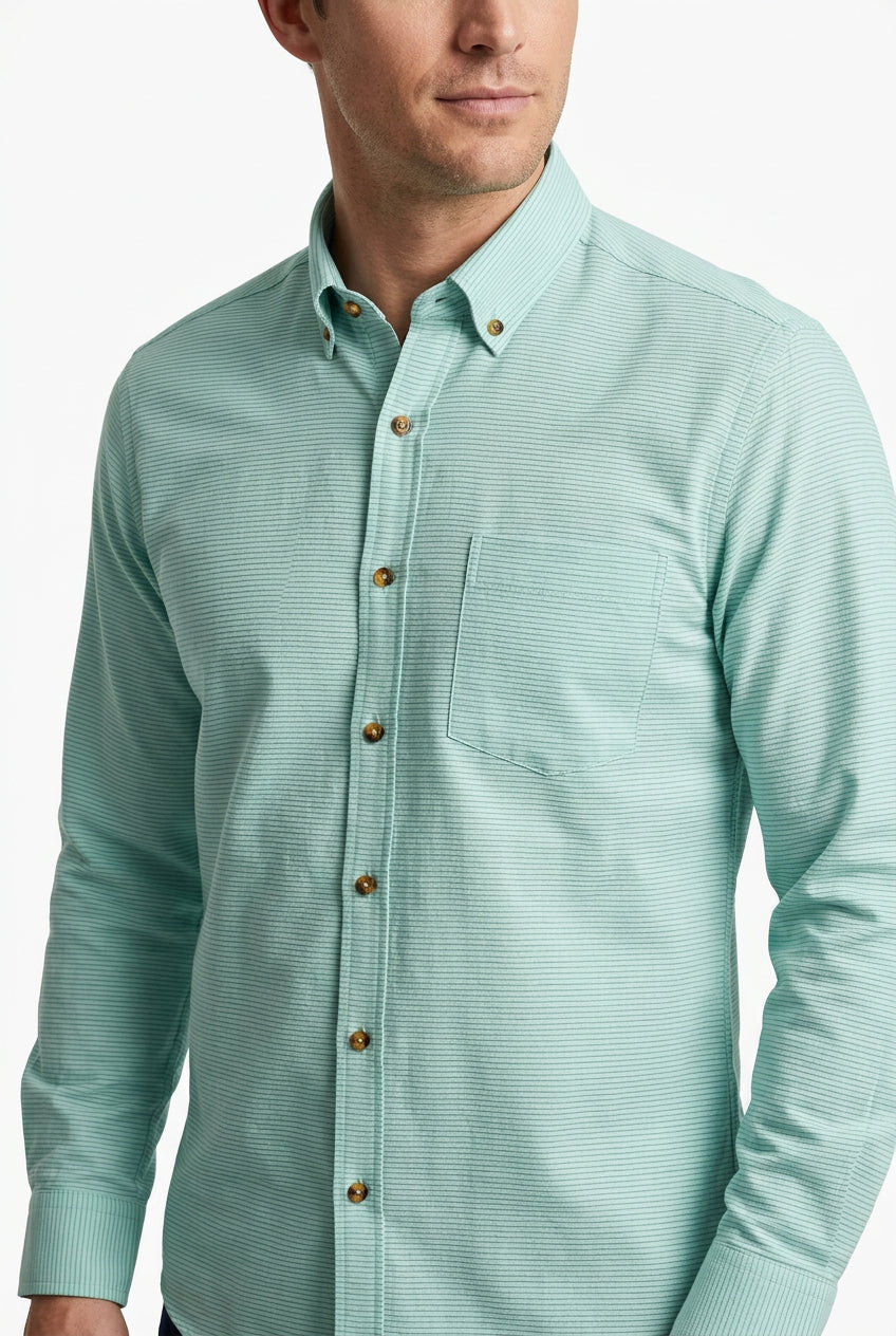Soktas Giza cotton readymade shirt pista green sold by mensfabric.com