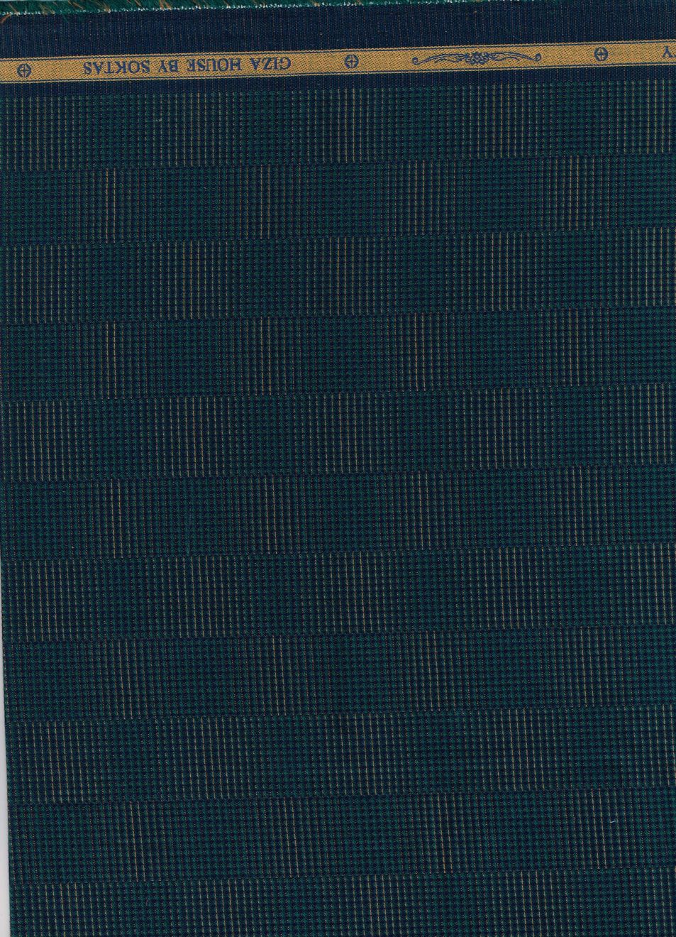 Peacock Green Dobby self Checks Soktas shirting fabric