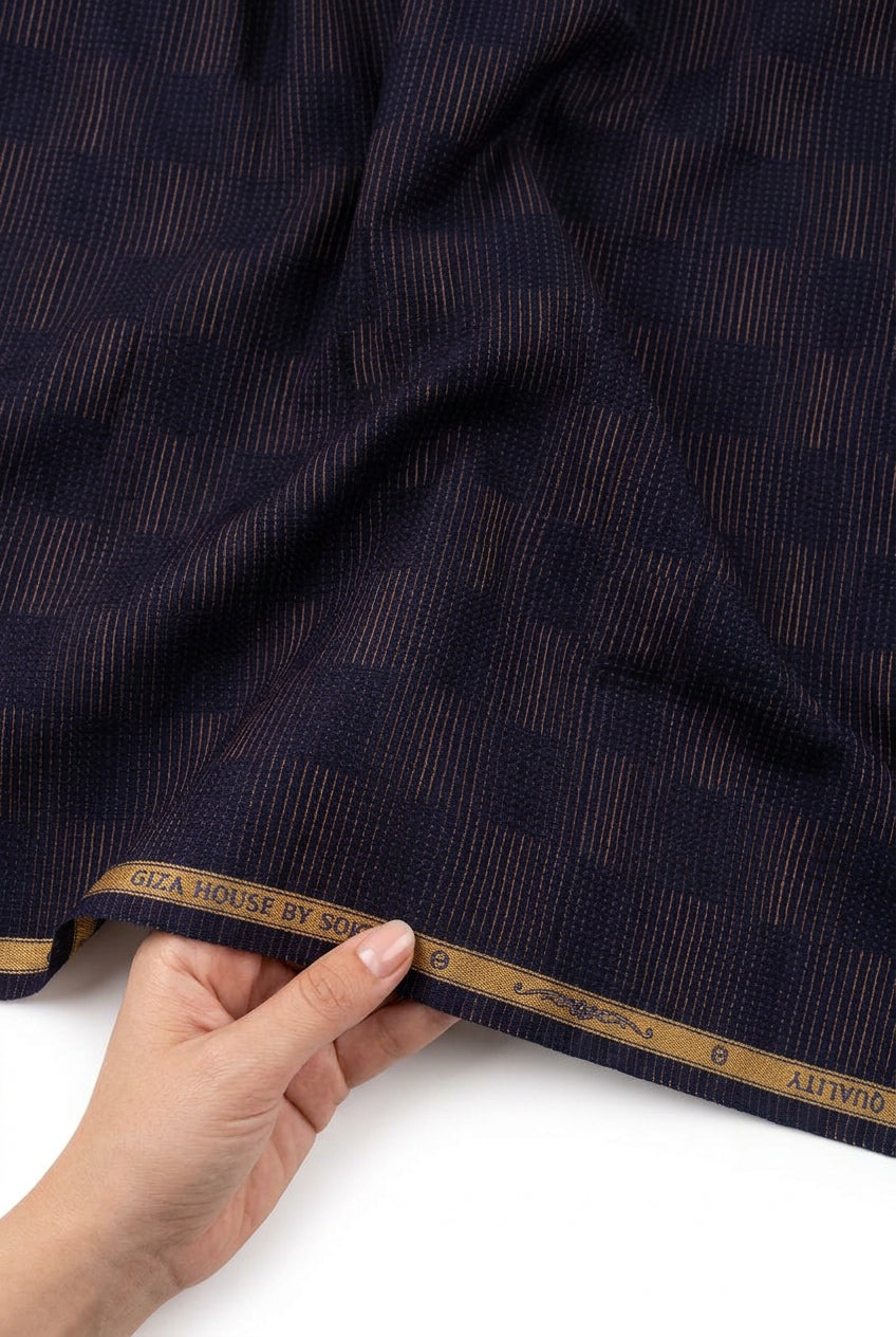 Dark Purple wine doby checks Soktas shirting fabric