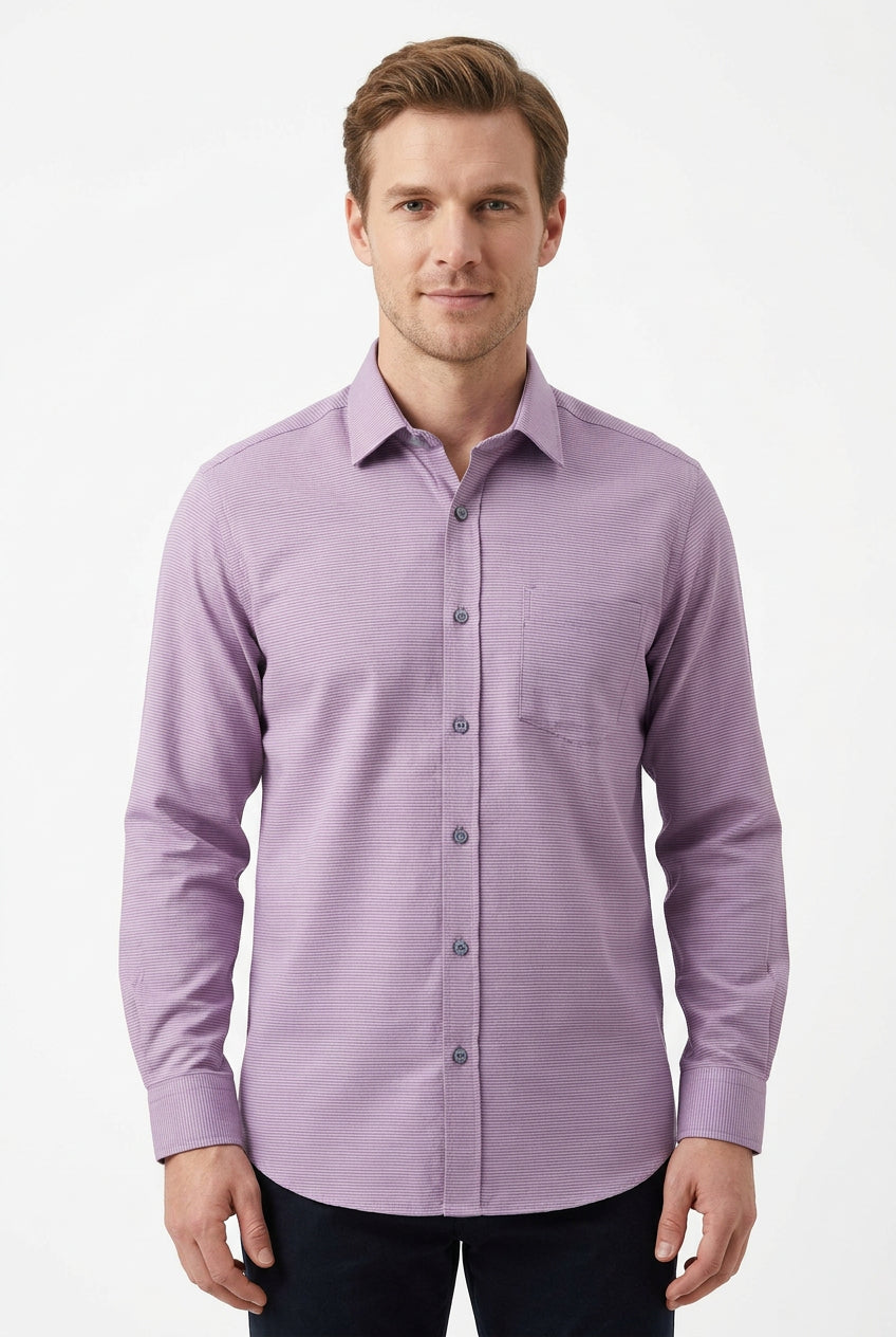 soktas giza cotton dobby purple readymade shirt sold by mensfabric.com