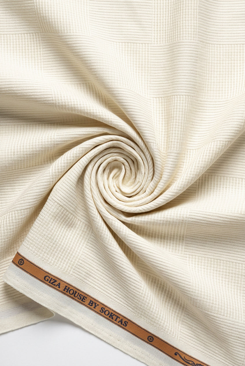 soktas giza cotton Yellow Dobby Checks shirting fabric sold by mensfabric.com