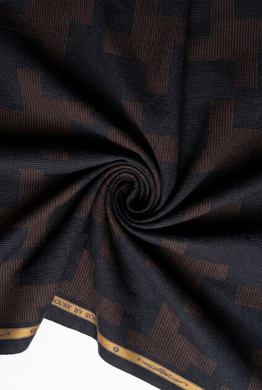 Dark brown jacquard pattern Soktas shirting fabric
