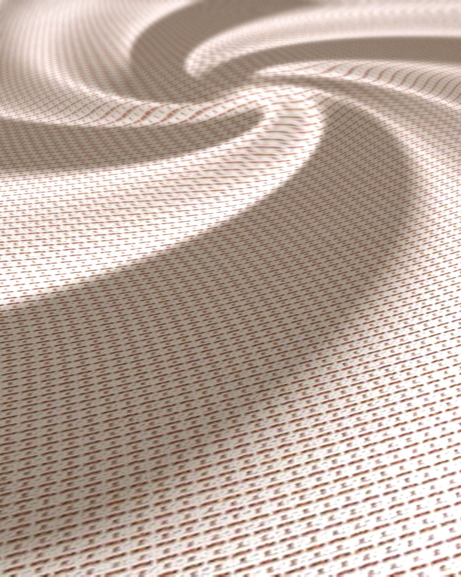 Arvind Polycot Shirt Fabric Peach - weave close-up with draped swirl