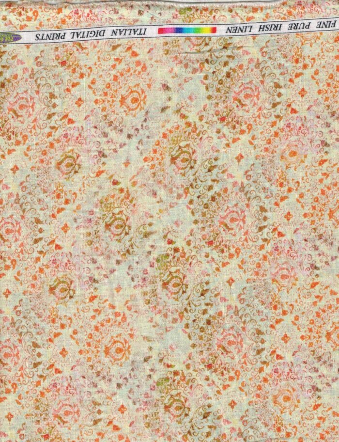 Pee Gee Orange Digital Print Linen Shirt Fabric