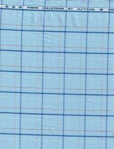 Arvind Blue Checks Cotton Shirting Fabric