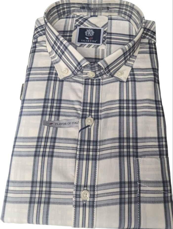 Cotton Beige Checks Readymade Shirt