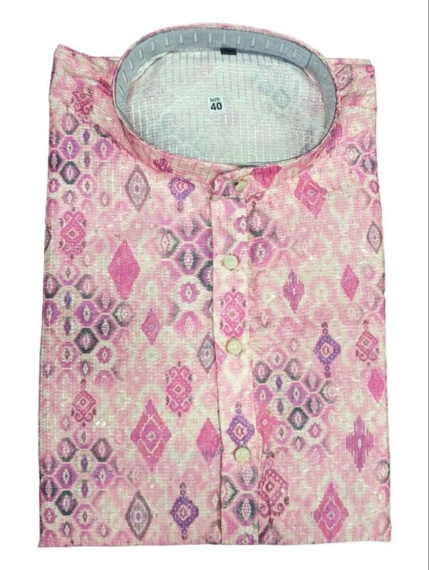 PINK PRINTED KURTA FOR MEN