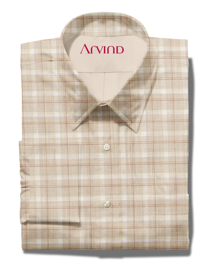 ARVIND COTTON SHIRT BEIGE CHECKS