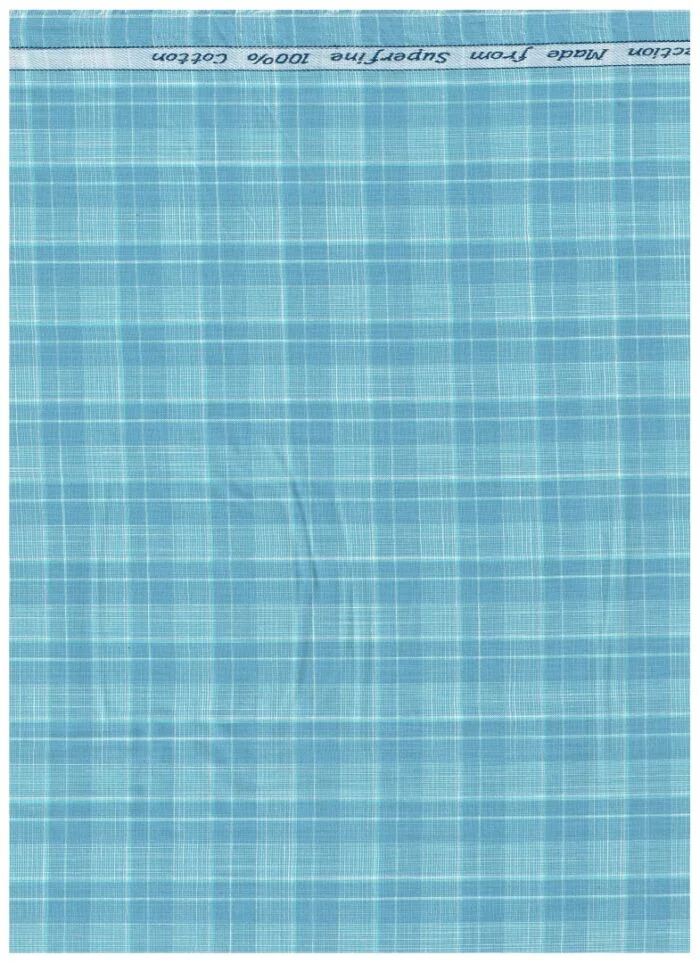 Arvind Blue Tresca Cotton Checks Shirting Fabric