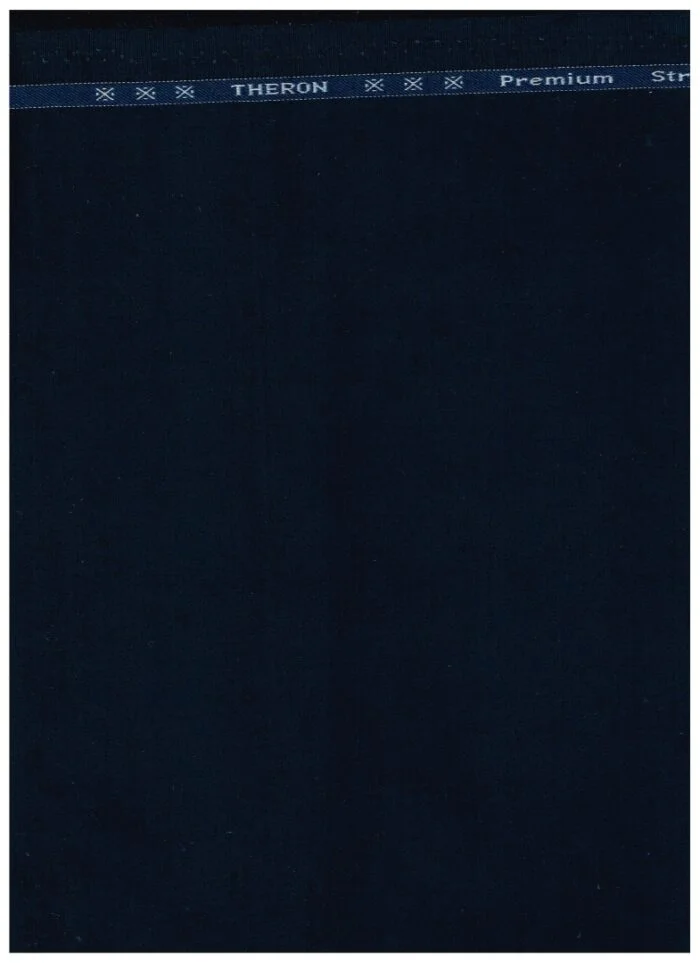 Arvind Navy Blue Cotton Lycra Suiting Fabric