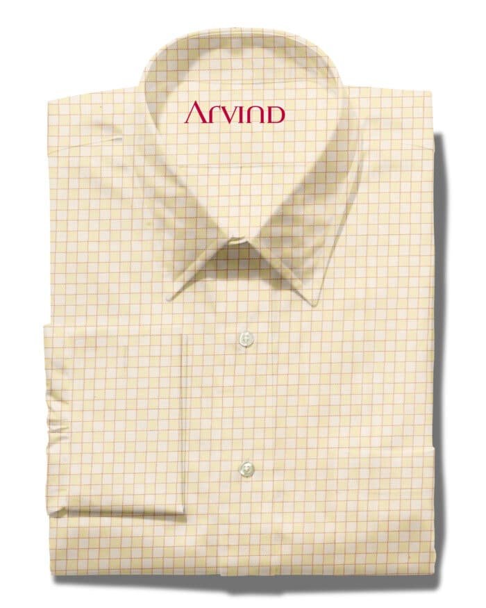 arvind cotton shirt beige micro checks