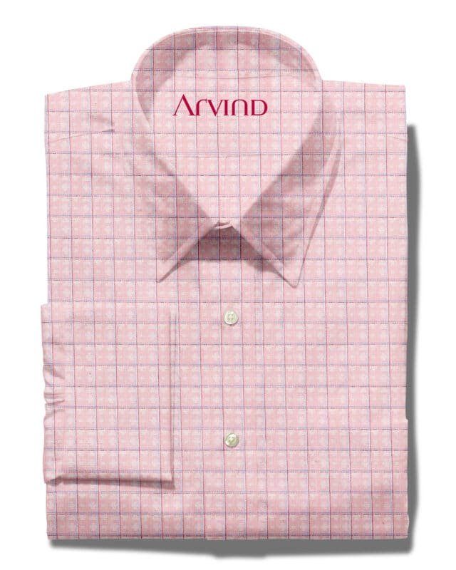 arvind cotton shirt pink micro checks