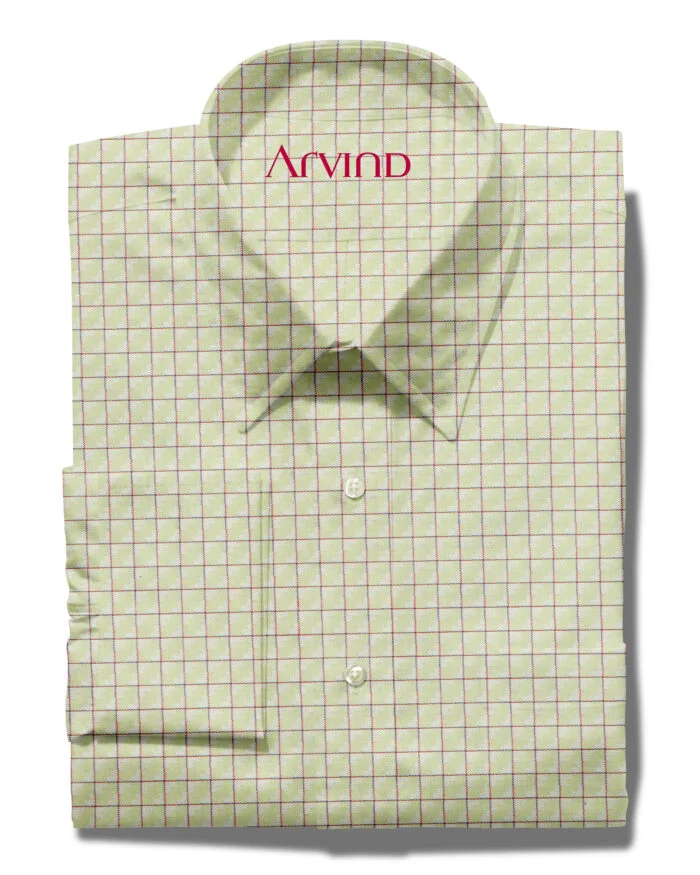 arvind cotton cshirt yellow micro checks