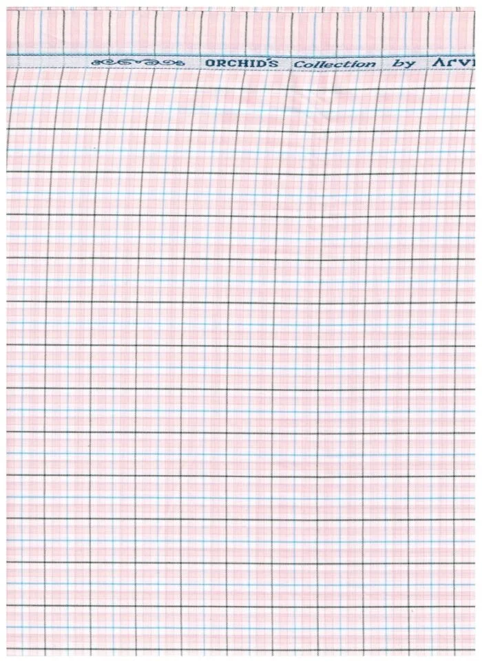 Arvind Pink Cotton Checks Shirting Fabric