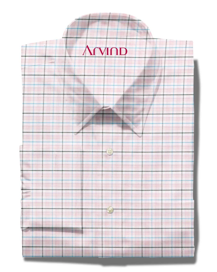 arvind cotton shirt pink micro checks