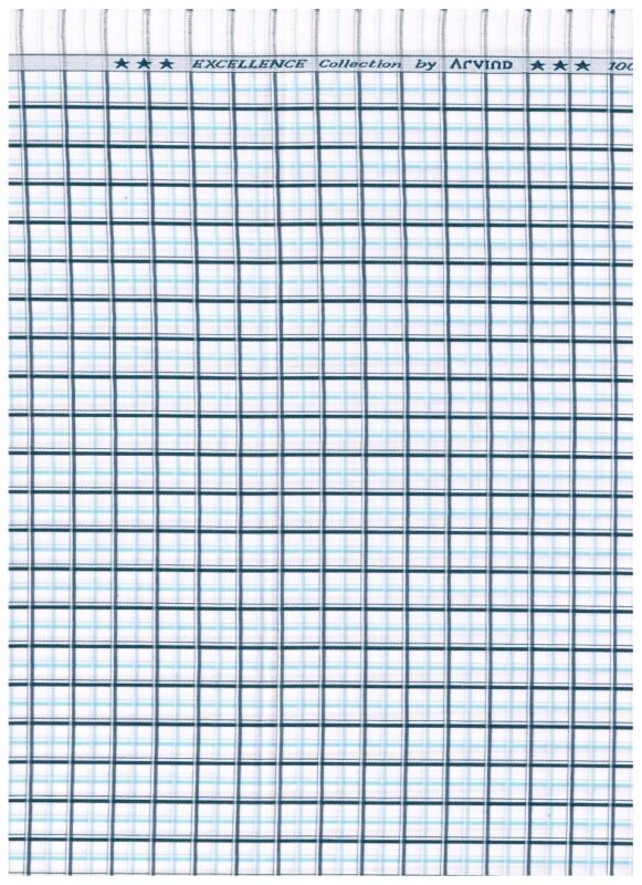 Arvind Blue Cotton Checks Shirting Fabric