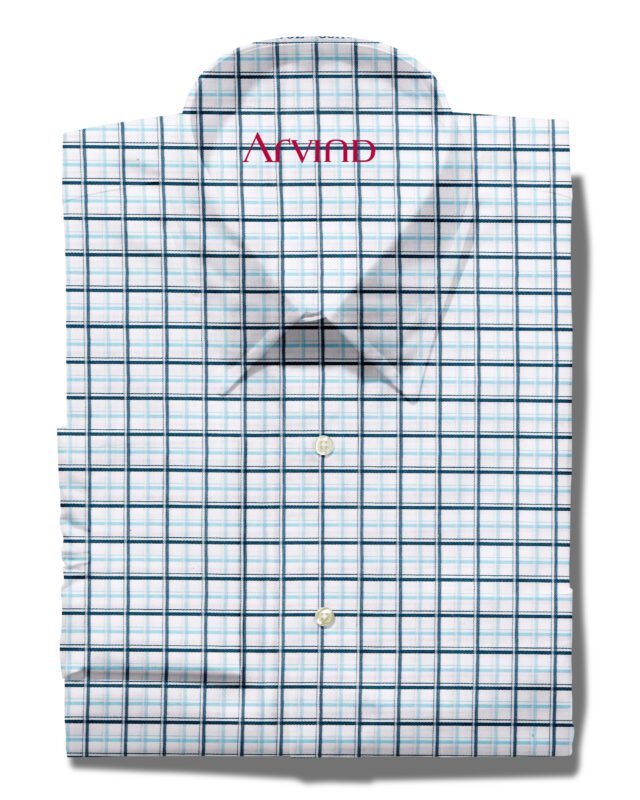 arvind cotton shirt blue checks