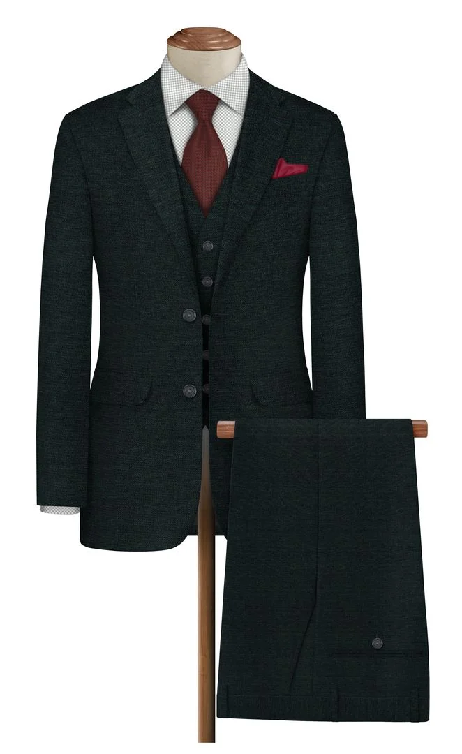 Raymond Green Spinach Polywool Suit