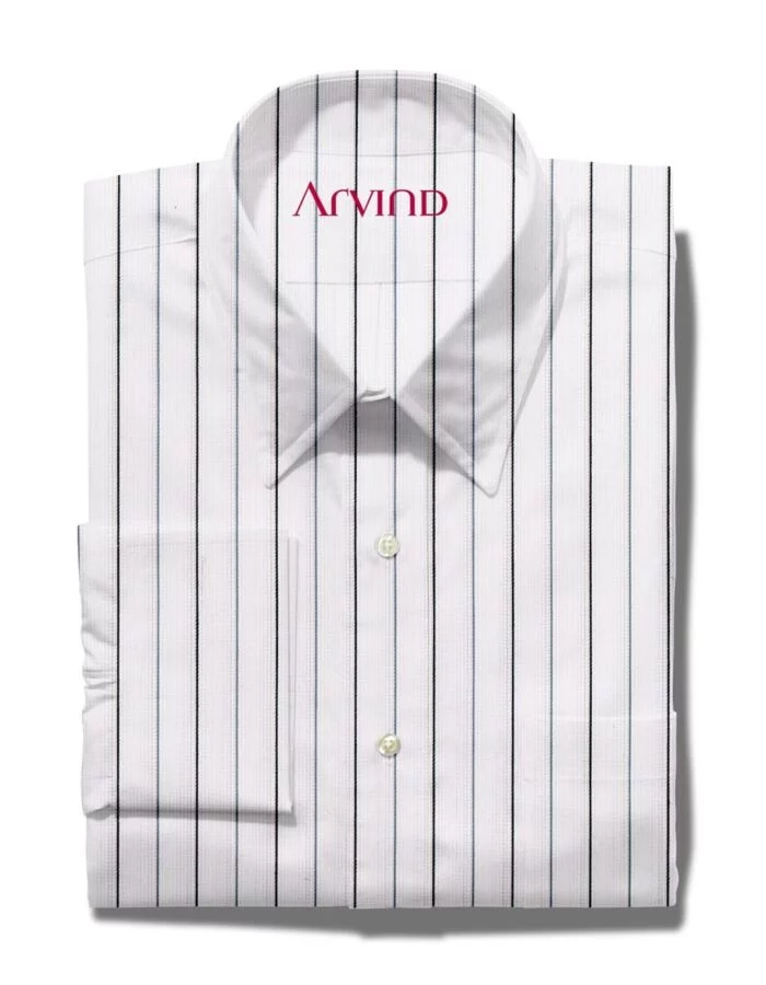 Arvind White Tresca Cotton Shirting Fabric