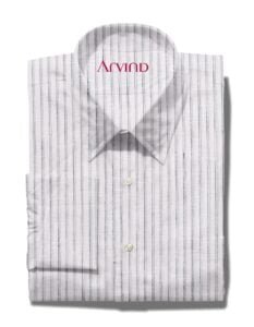 Arvind Light Grey Linen Striped Shirt