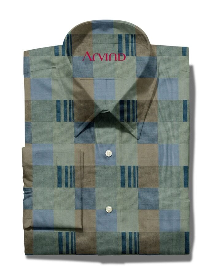 Arvind Tresca Cotton Olive Green Shirt