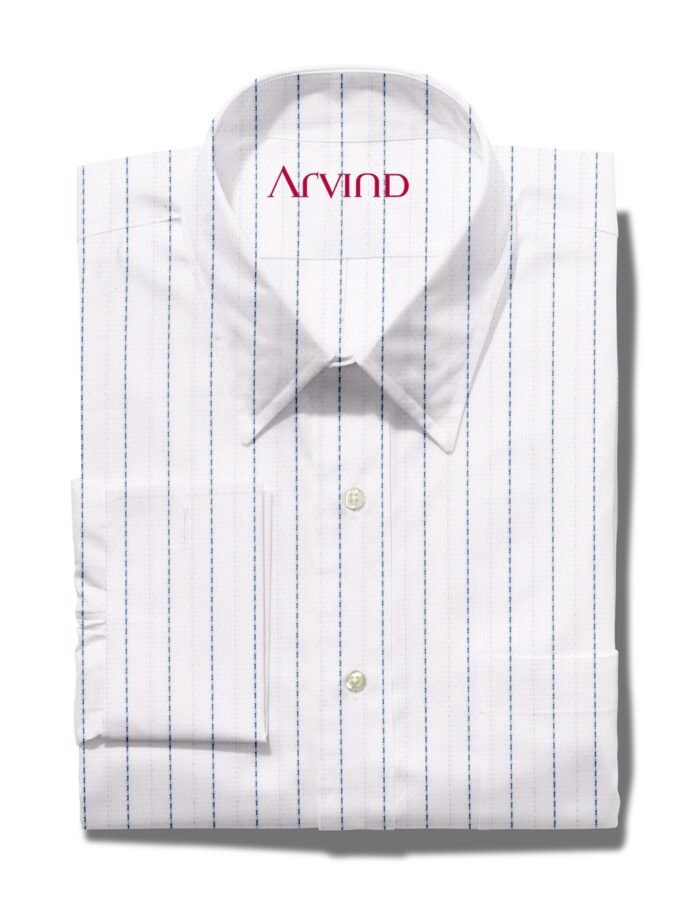 arvind readymade shirt stripes on white