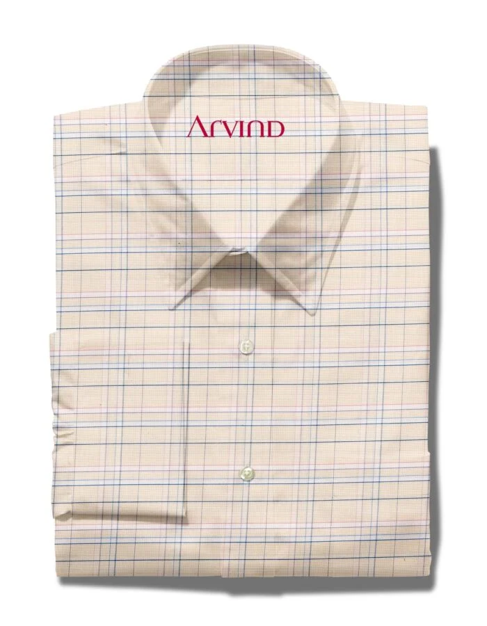 arvind readymade shirt beige checks