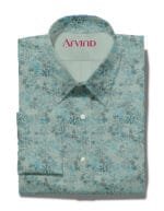 Arvind Teal Blue Jacquard Shirt