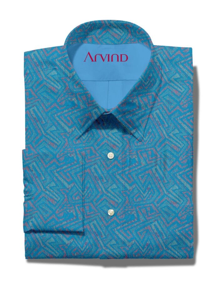 Arvind Jacquard Blue Shirt