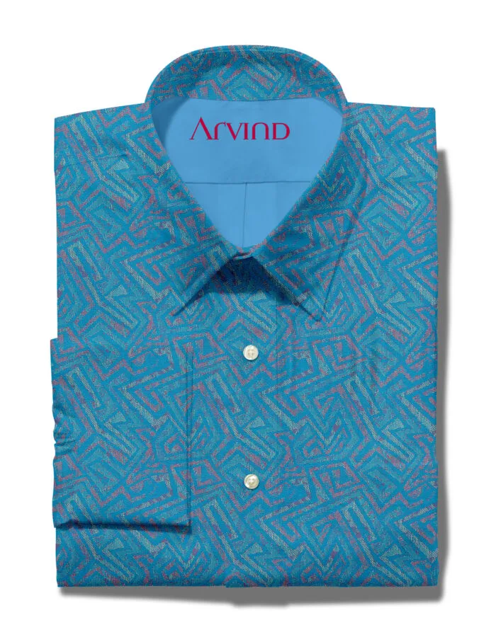 Arvind Jacquard Blue Shirt