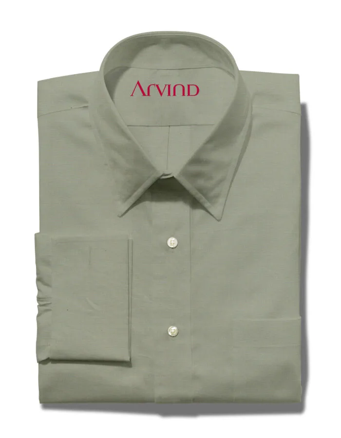 Light olive green satin Shirt by Tessutti