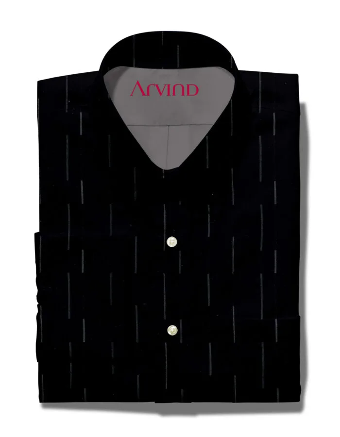 Arvind Black Tresca Cotton Shirt