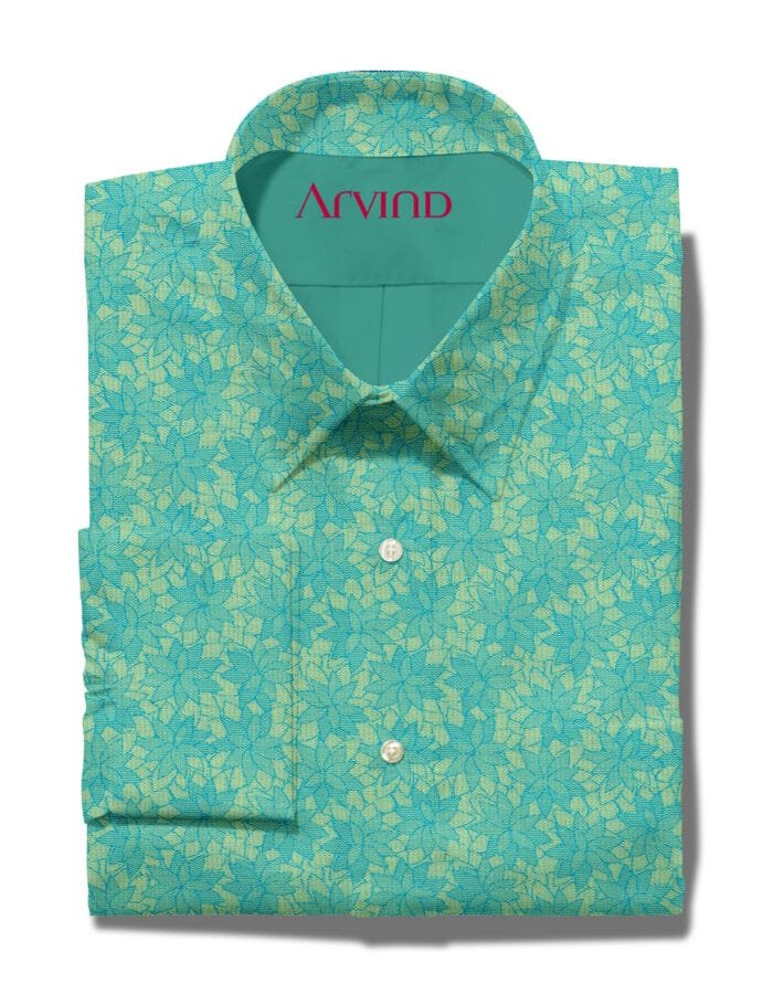 Arvind Parrot Green Tresca Cotton Shirt