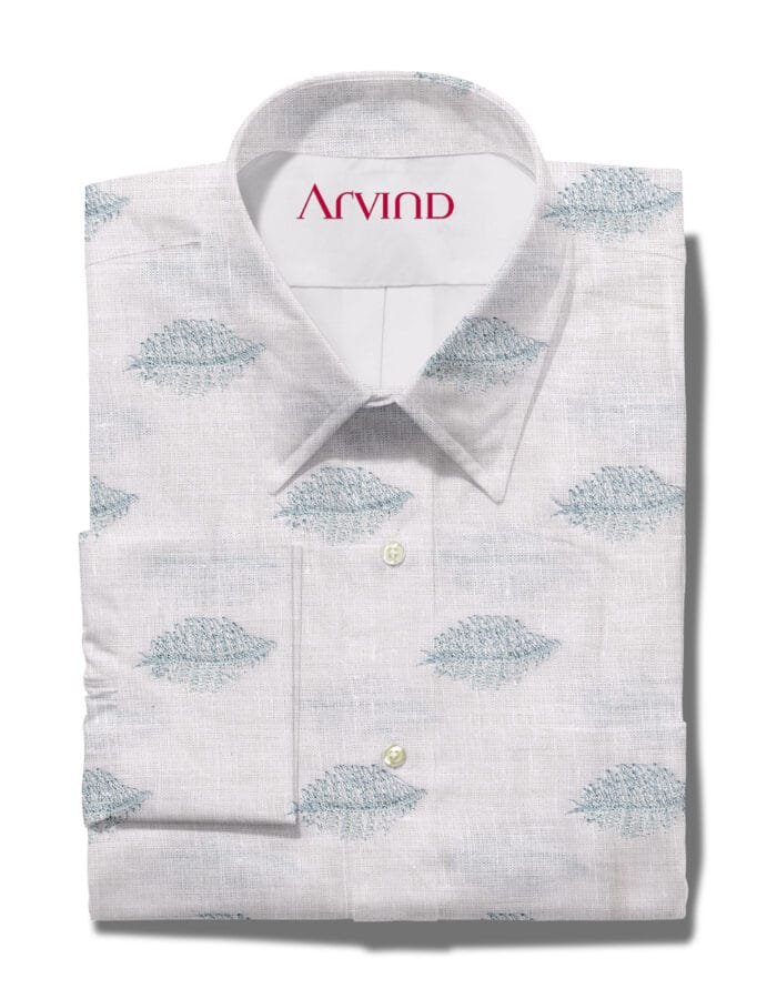 Arvind Jacquard White Shirt