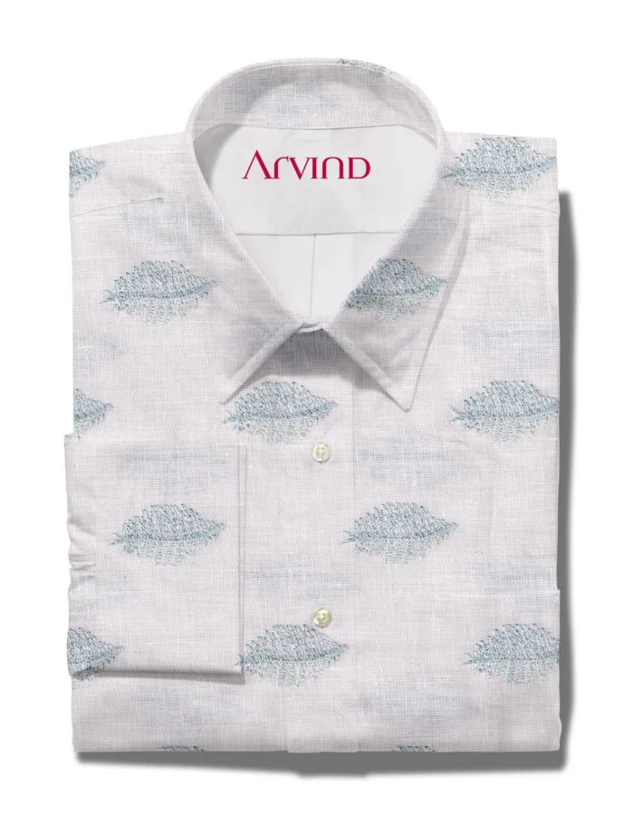 Arvind Jacquard White Shirt