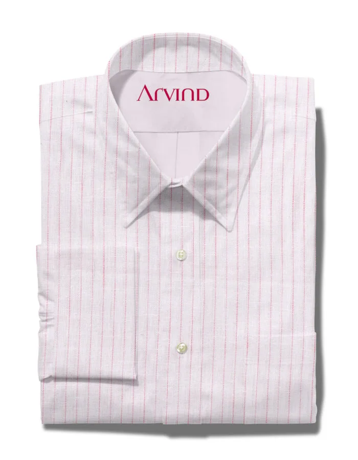 Arvind Light Pink Striped Shirt