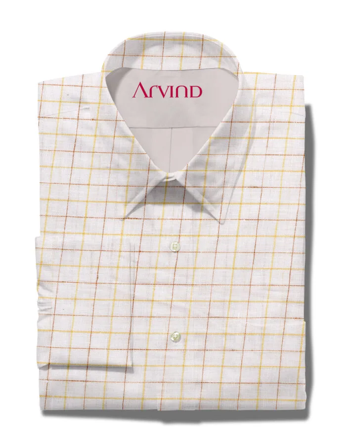 Arvind Yellow Checks Shirt