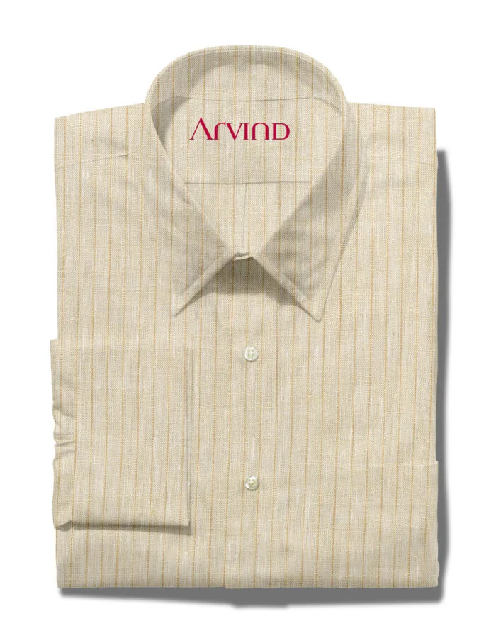 Arvind Tresca Linen Striped Yellow Shirt