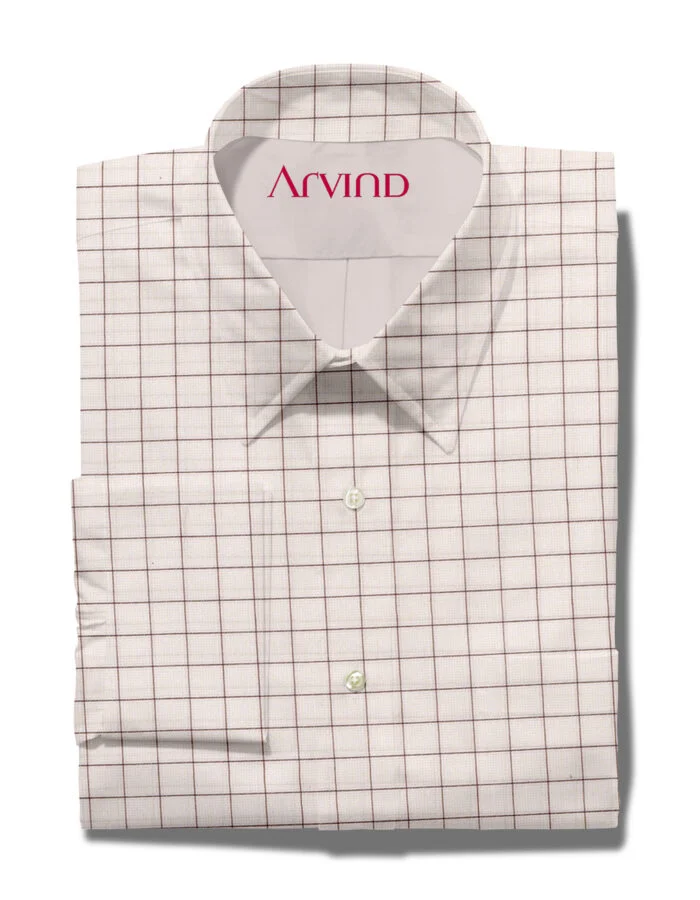 arvind cotton shirt beige checks