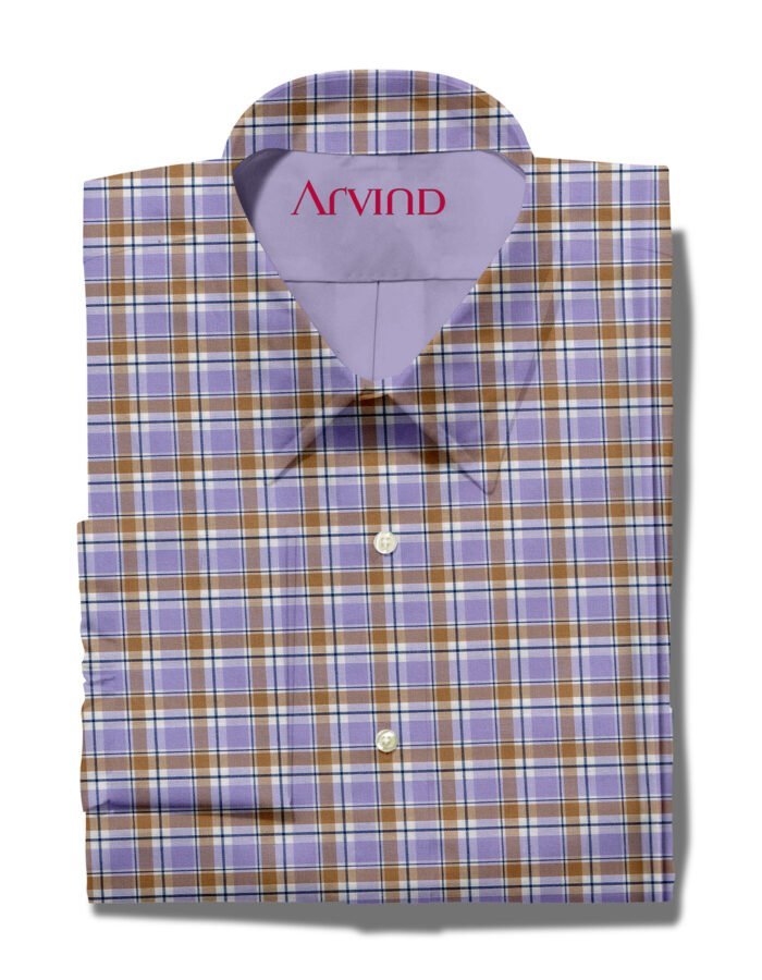 arvind cotton shirt purple checks